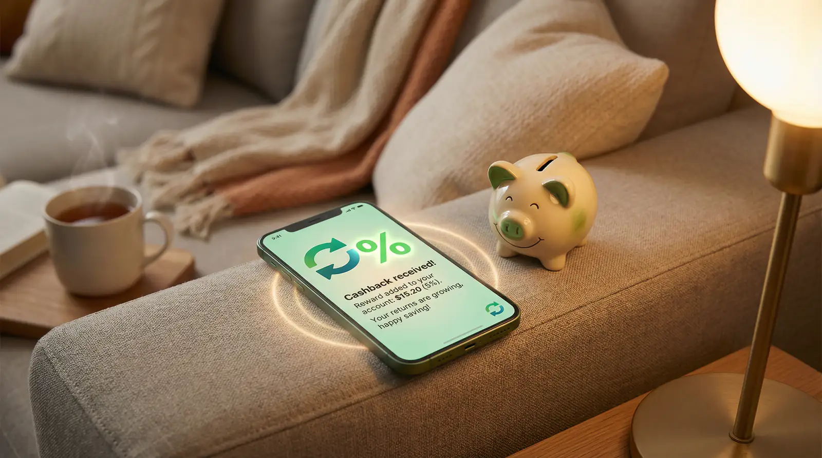 Cashback rewards on UK casino apps with percentage symbol