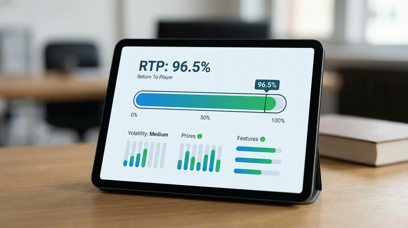 Return to Player percentage display on casino slot game screen