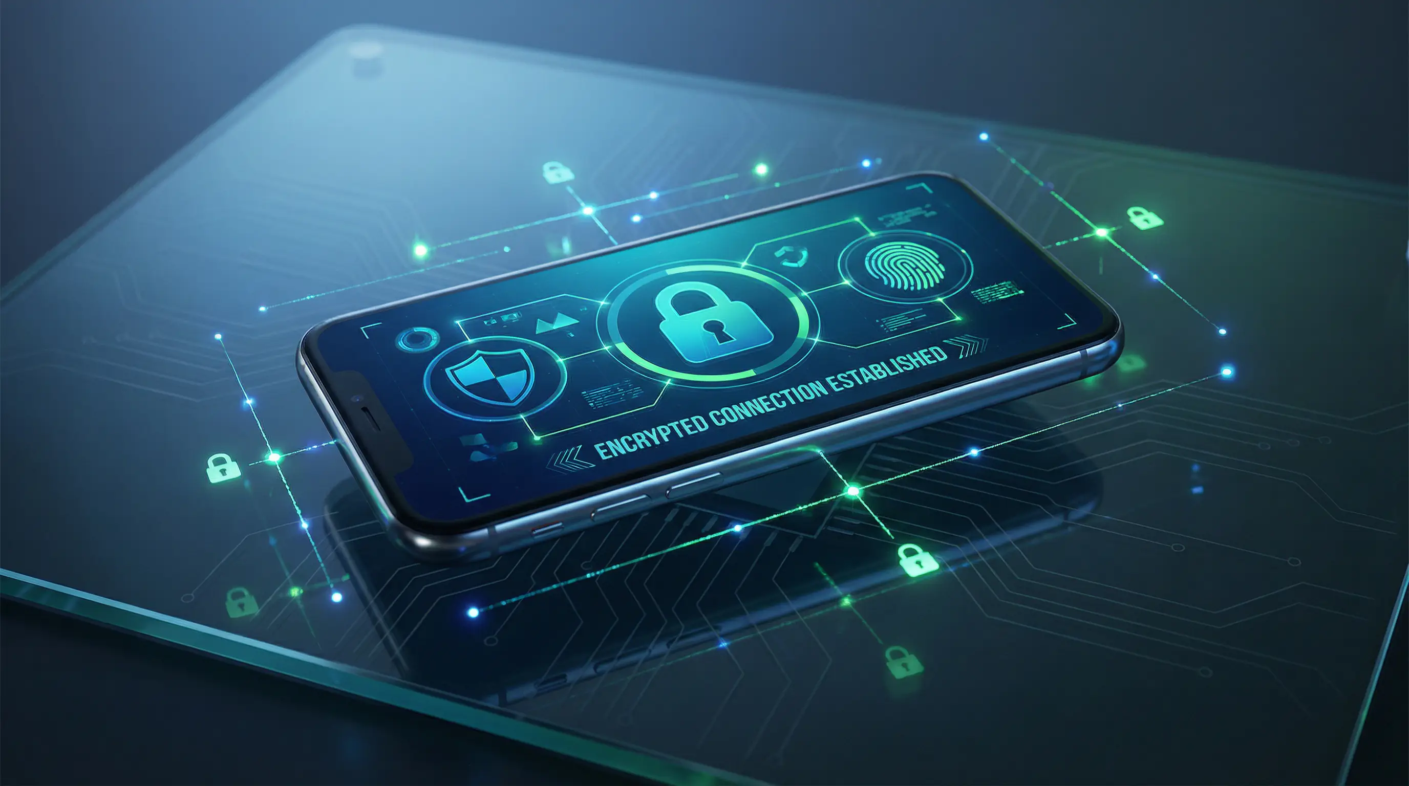 Casino app security with padlock and encryption symbols