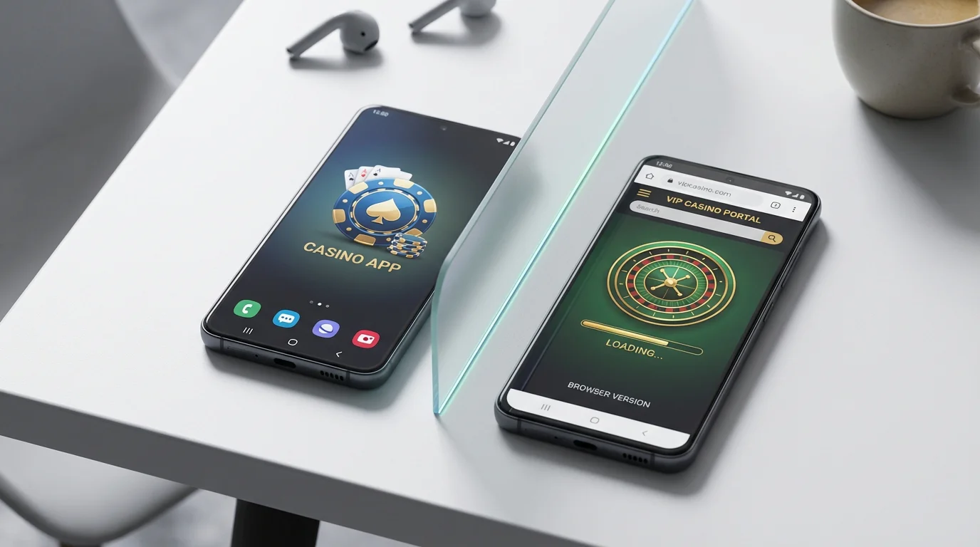 Casino apps vs mobile browser comparison on Android smartphone