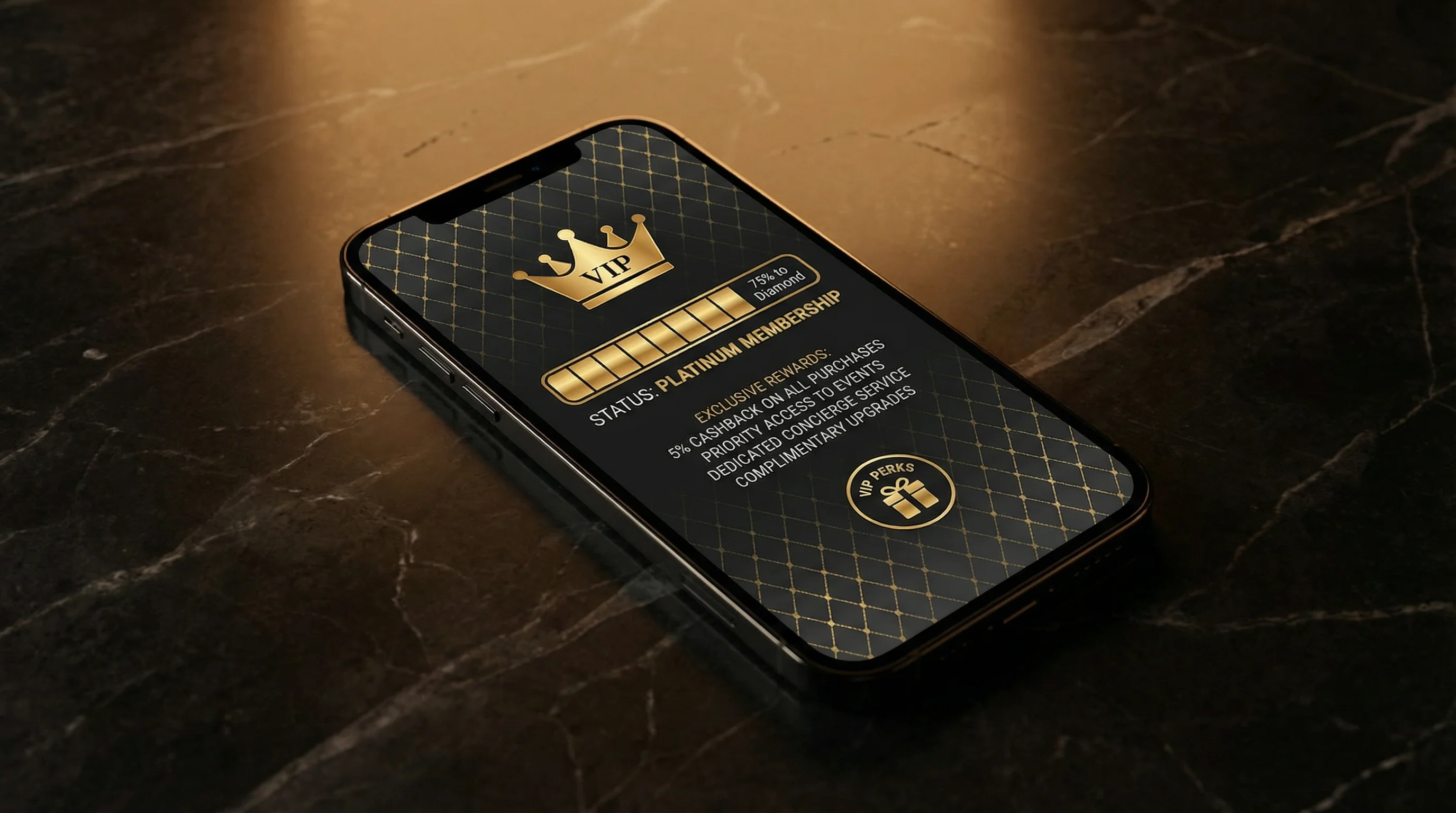 VIP loyalty rewards tier displayed on casino app with exclusive perks