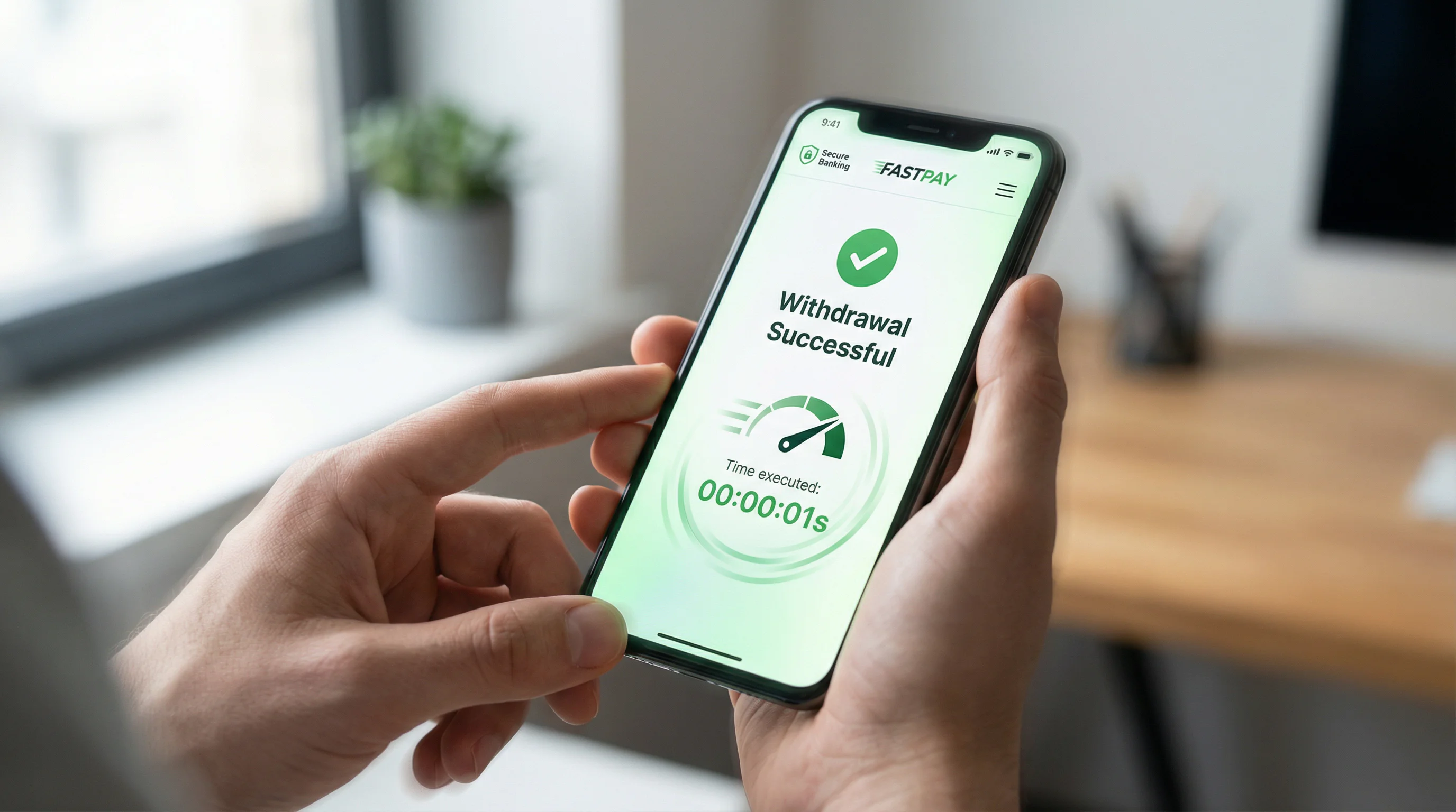 Person receiving instant withdrawal notification on casino app