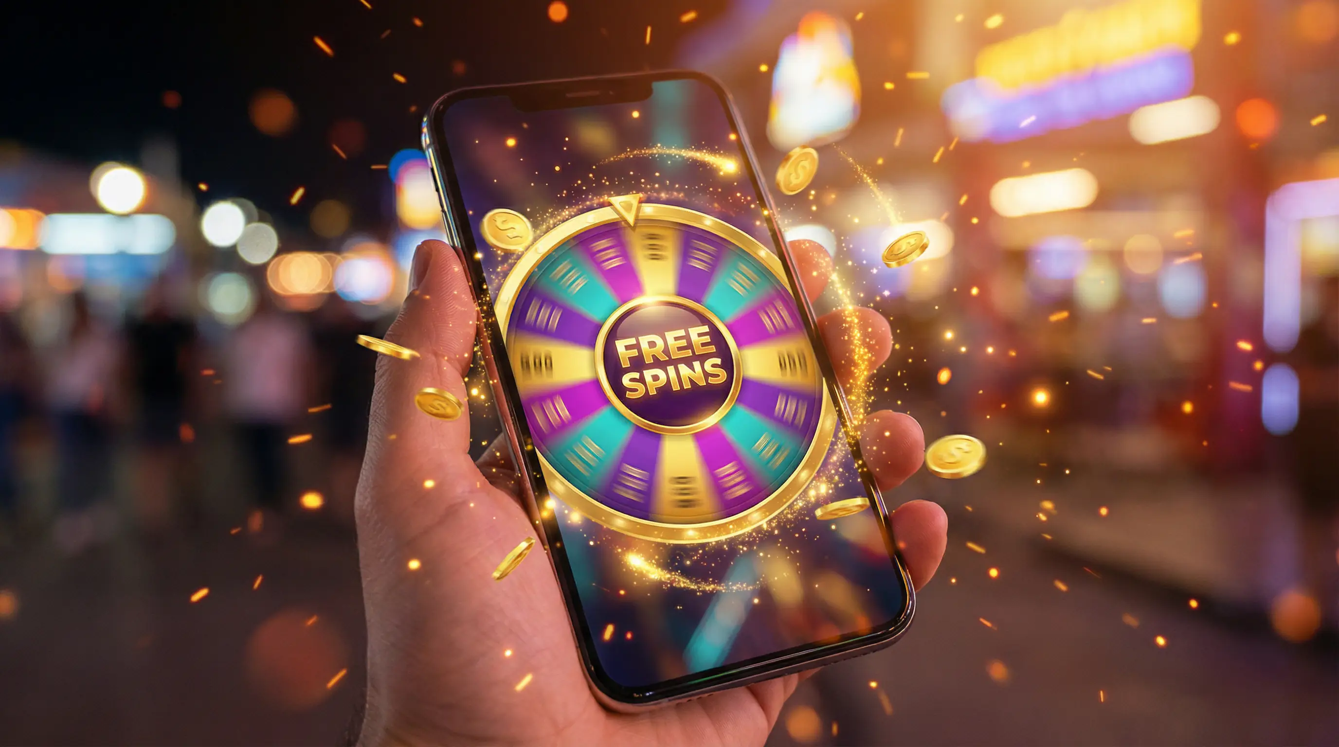 Free spins bonus wheel spinning on mobile casino app