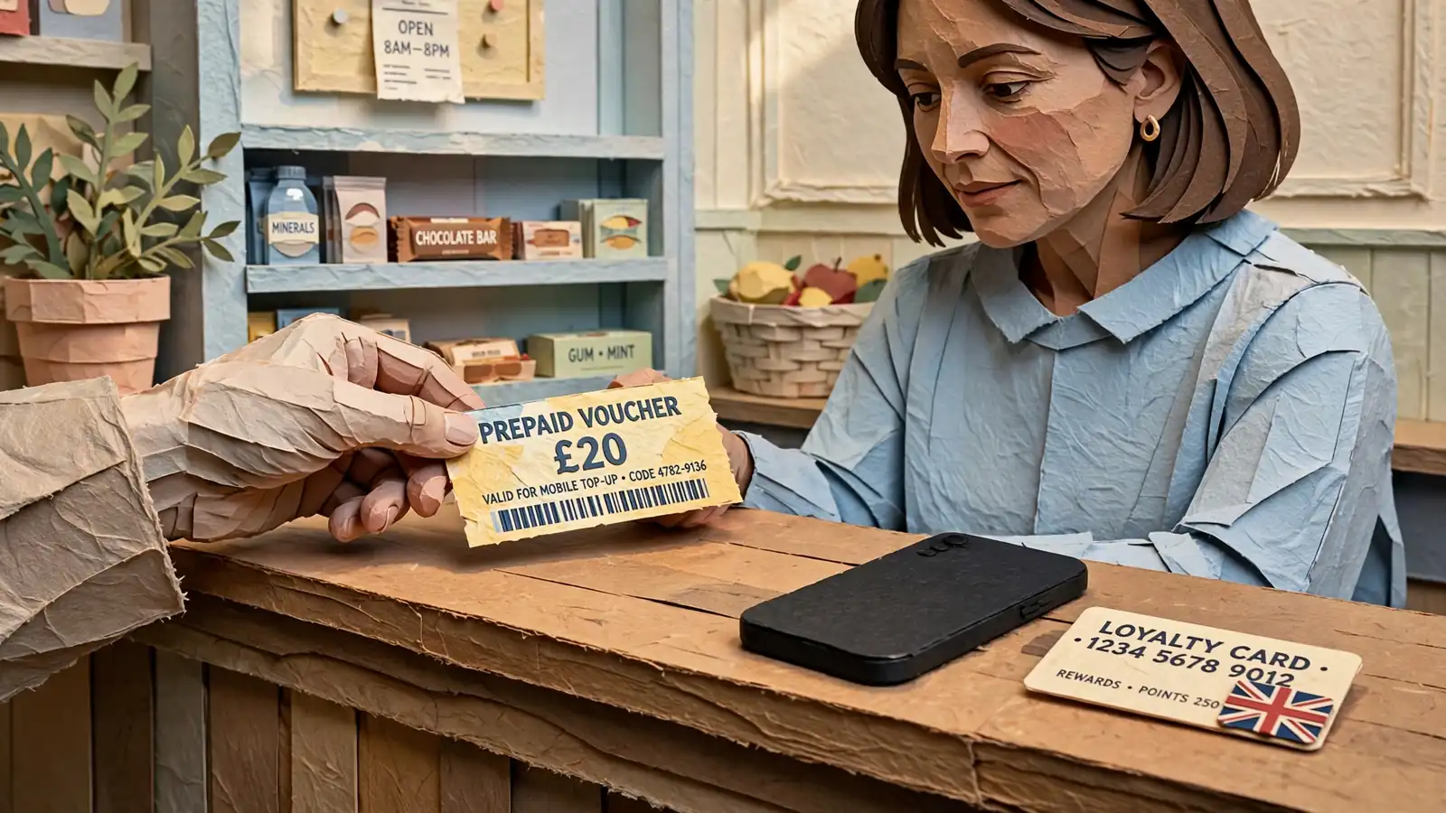 CashToCode voucher handed over a UK shop counter.