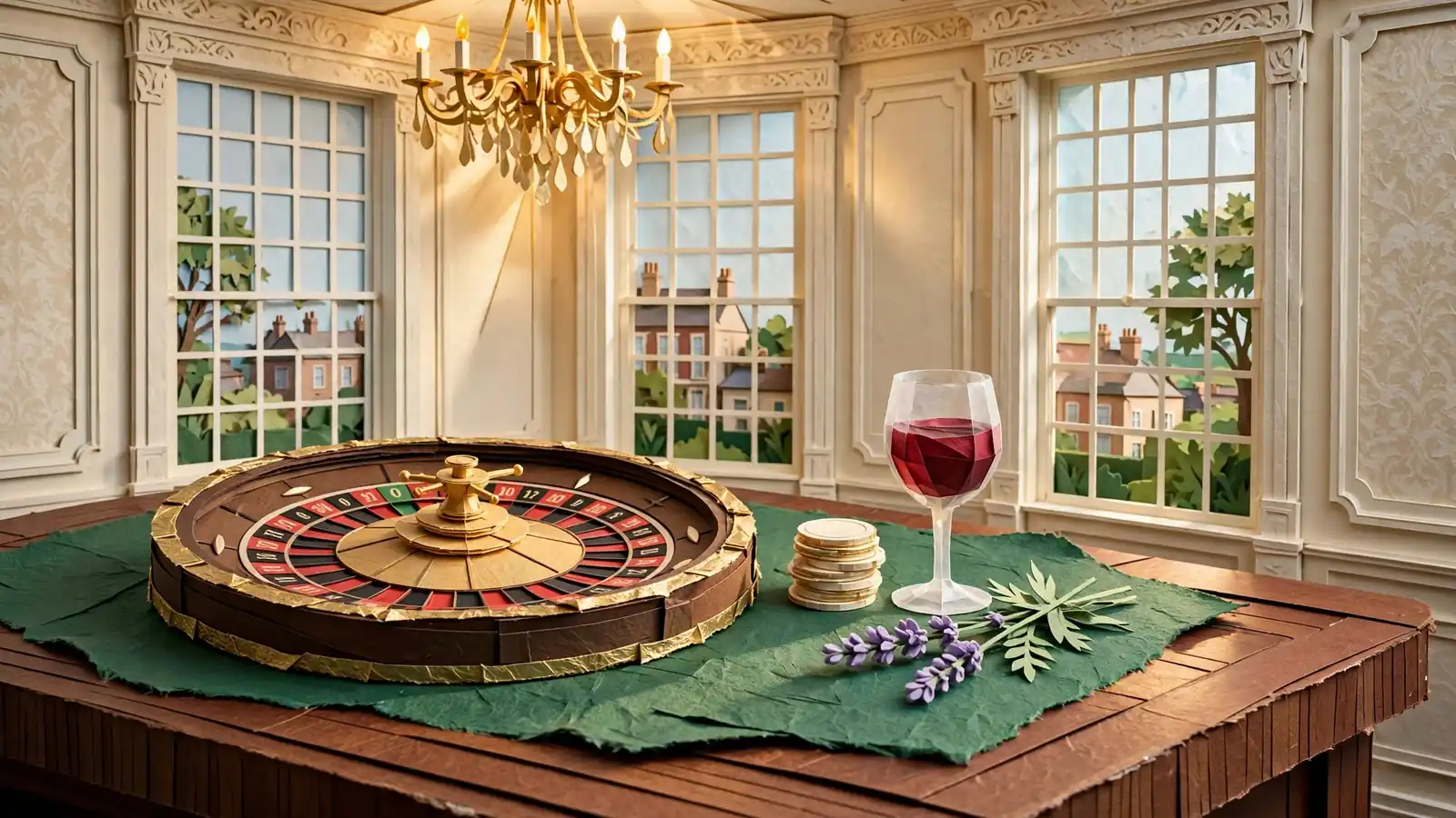 French roulette wheel with single zero on elegant casino table