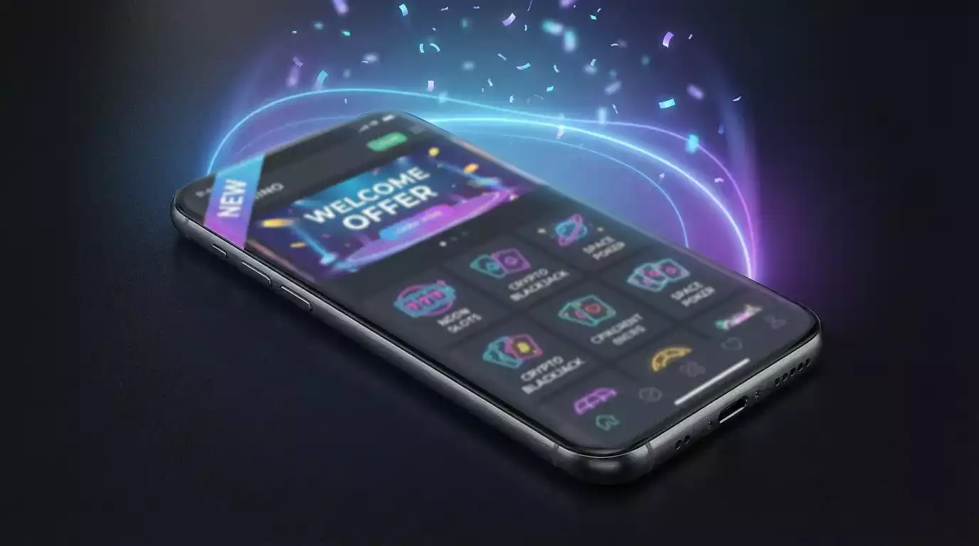 Brand new casino app launching on Android smartphone with fresh design